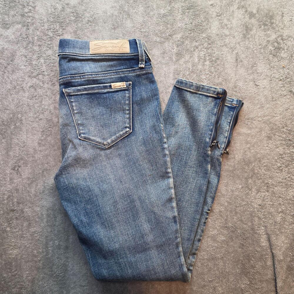 Seven7 Jegging Jeans Womens 8 Blue Medium Wash Slim Fit Ankle Zip Stretch Denim